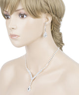 Bridal Wedding Jewelry Set  Necklace Earring Crystal Rhinestone V Drop J738 SV
