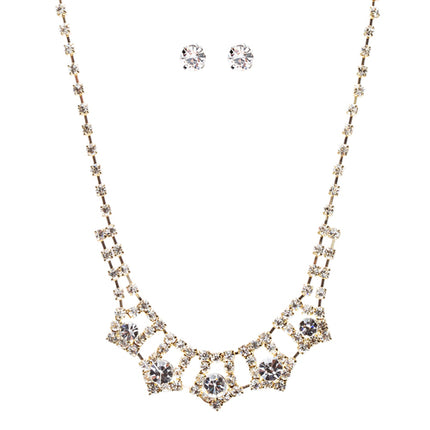 Bridal Wedding Jewelry Crystal Rhinestone Enticingly Elegant Necklace J579 Gold