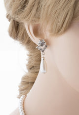 Bridal Wedding Jewelry Set Crystal Pearl Linear Teardrop Necklace