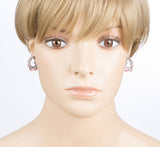 Wave Hook Design Crystal Rhinestone Stud Earring Pink