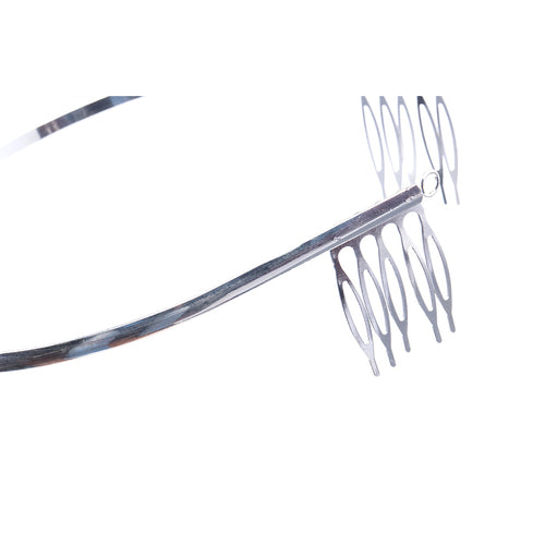 Bridal Wedding Jewelry Crystal Rhinestone Wide Sparkle Classic Hair Tiara Silver - Accessoriesforever