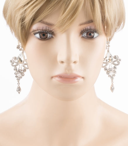 Bridal Wedding Jewelry Crystal Rhinestone Trendy Chic Dazzle Dangle Earrings SV - Accessoriesforever