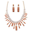 Chic Trendy Fashion Link Design Rhinestone Statement Necklace Set Brown