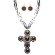 Cross Jewelry Traditional Design Beaded Necklace & Earrings Set JN245 Black