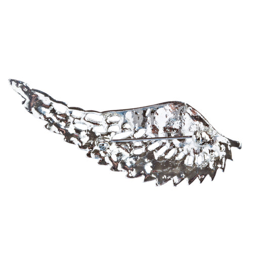 Dazzling Wing Charm Design Crystal Rhinestone Brooch Pin BH167 Silver
