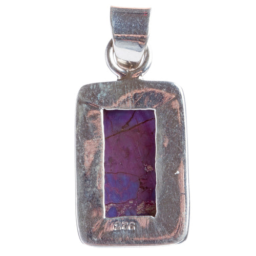925 Sterling Silver Natural Gemstones Purple Copper Turquoise Pendant FJSVP2097