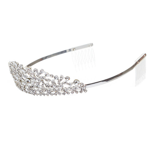 Bridal Wedding Jewelry Crystal Rhinestone Lined Motif Dazzle Hair Tiara Headband