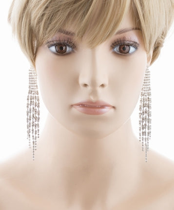 Bridal Wedding Jewelry Crystal Rhinestone Linear Drop Dangle Earrings E984 SV - Accessoriesforever
