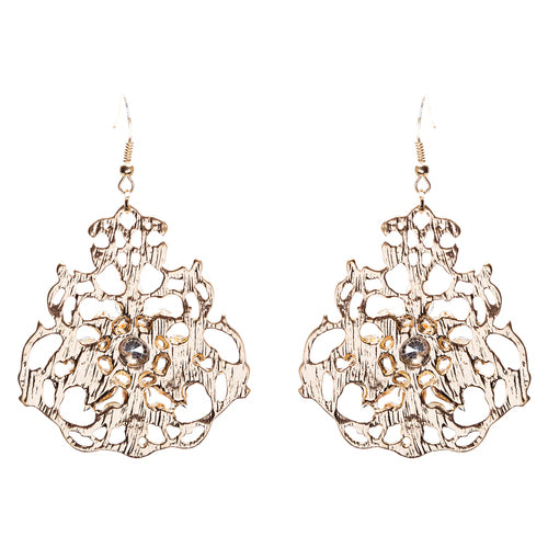 Beautiful Crystal Rhinestone Sophisticated Design Dangle Fashion Earrings Gold