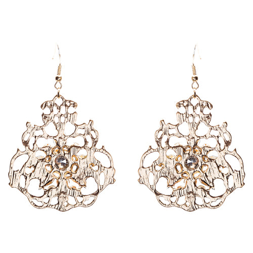 Beautiful Crystal Rhinestone Sophisticated Design Dangle Fashion Earrings Gold
