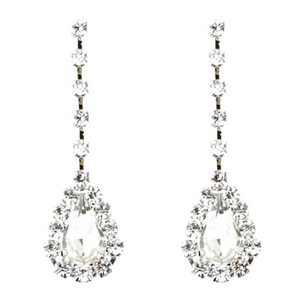 Bridal Wedding Jewelry Set  Necklace Earring Crystal Rhinestone V Drop J738 SV - Accessoriesforever