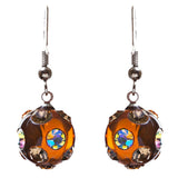 Crystal Studs Earrings Linear Drop Lucite Ball Espresso