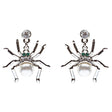 Halloween Costume Jewelry Spider Crystal Pearl Dangle Charm Earring Silver White
