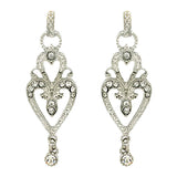 Bridal Wedding Jewelry Crystal Rhinestone Vintage Dangle Charm Earrings Silver