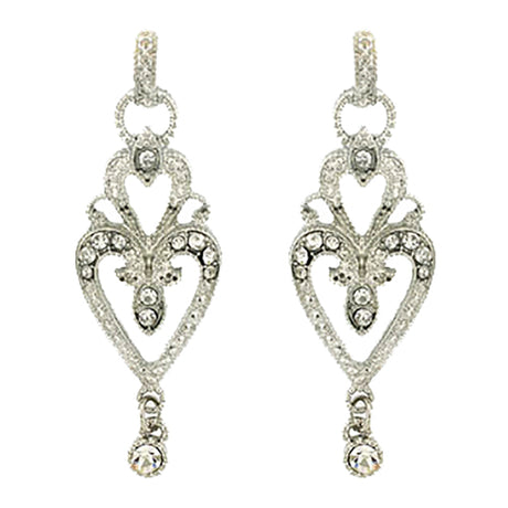 Bridal Wedding Jewelry Crystal Rhinestone Vintage Dangle Charm Earrings Silver