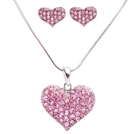 Lovely Sweet Beautiful Heart Shape Valentine's Day Necklace Set JN166 Pink