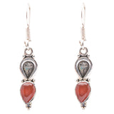 925 Sterling Silver Natural Gemstones Carnelian Dangle Earrings FJSVE2194