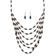 Beautiful Simple Multi Layered Bead Drape Design Statement Necklace Set Black