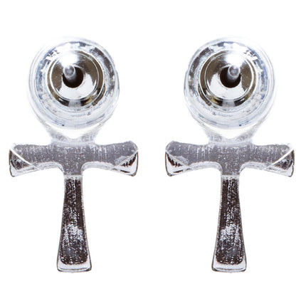 Cross Jewelry Crystal Rhinestone Lovely Cross Charm Stud Earrings E910 Silver - Accessoriesforever