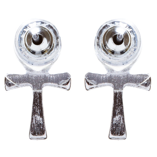Cross Jewelry Crystal Rhinestone Lovely Cross Charm Stud Earrings E910 Silver