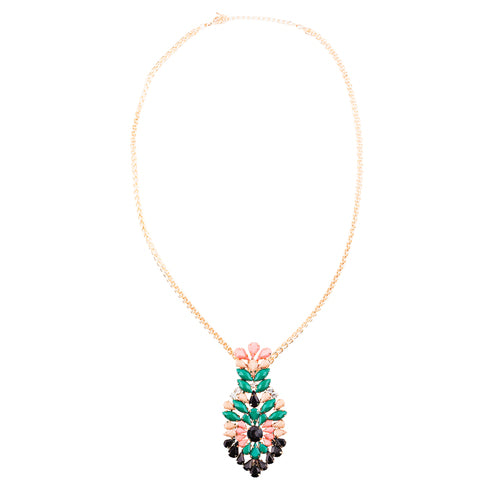 Beautiful Unique Colorful Pendant Statement Jewelry Fashion Necklace Gold Multi