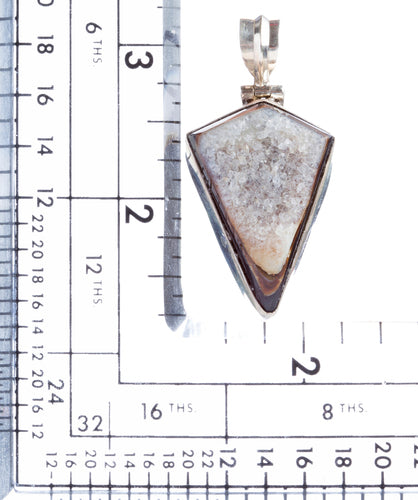 925 Sterling Silver Natural Gemstones Agate Druzy Pendant FJSVP2088 - Accessoriesforever