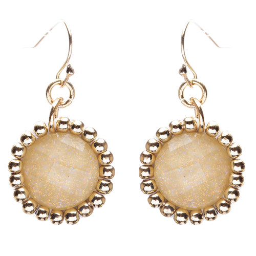Cross Jewelry Traditional Design Beaded Necklace & Earrings Set JN245 Beige - Accessoriesforever