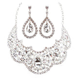 Bridal Wedding Jewelry Crystal Rhinestone Grand Choker Necklace J511 Silver