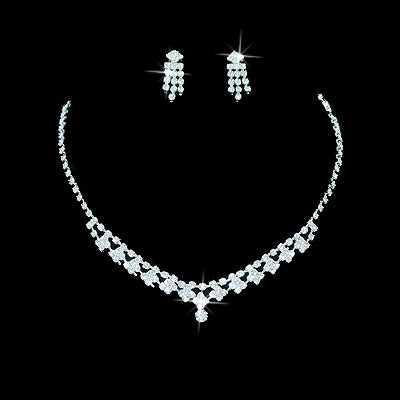 Bridal Jewelry Set Austrian Crystal Rhinestone White