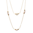 Simple Yet Elegant Design Gold Plate Double Chain Charm Necklace N77 Pink