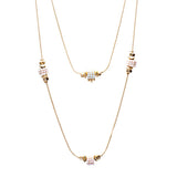 Simple Yet Elegant Design Gold Plate Double Chain Charm Necklace N77 Pink