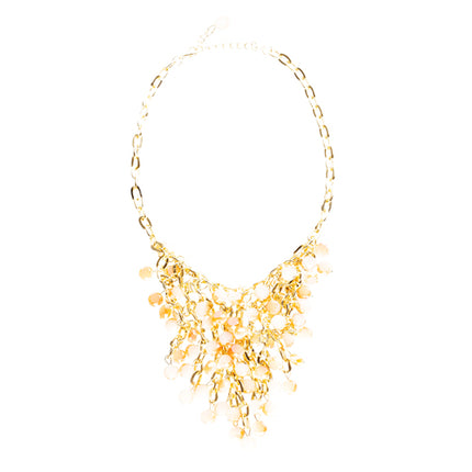 Beautiful Multi Layered Bib Design Bead Stone Statement Necklace Set Pink - Accessoriesforever