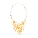 Beautiful Multi Layered Bib Design Bead Stone Statement Necklace Set Pink