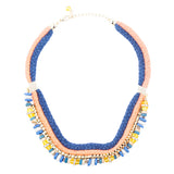Gorgeous Multi Strands Cord Chain Bead Crystal Statement Jewelry Necklace Orange