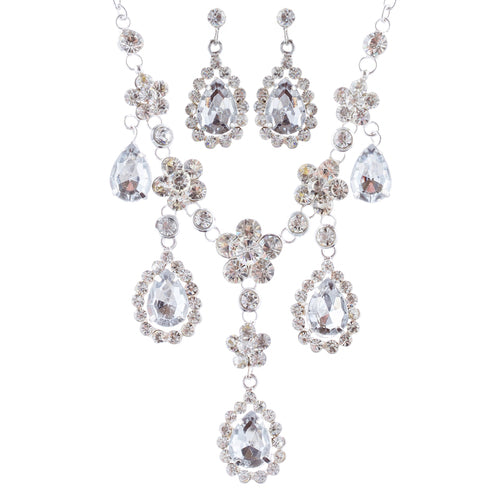 Bridal Wedding Jewelry Set Crystal Rhinestone Gorgeous Multi Teardrop Dangles SV - Accessoriesforever