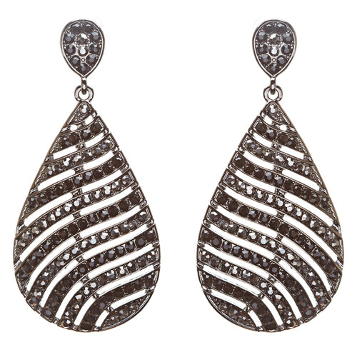 Modern Fashion Crystal Rhinestone Stunning Leaf Design Dangle Earrings E729 BLK