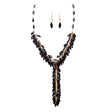 Classic Stylish Beautiful Formica Y Drop Simple Statement Necklace Set Black