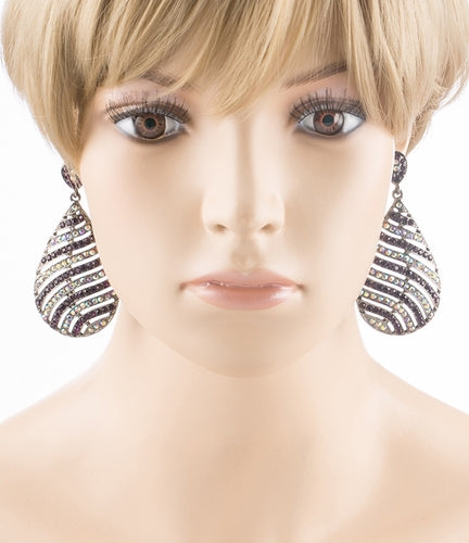 Modern Fashion Crystal Rhinestone Stunning Leaf Design Dangle Earrings E729 PRPL