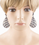 Modern Fashion Crystal Rhinestone Stunning Leaf Design Dangle Earrings E729 PRPL