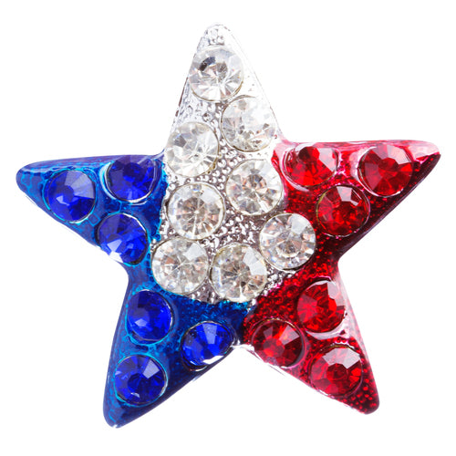 Patriotic Jewelry Crystal Rhinestone Fascinating Star Design Pin BH109 Silver