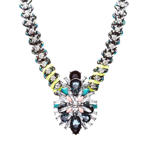 Fashionably Daring Crystal Rhinestone Alluring Modern Design Necklace N80 Green