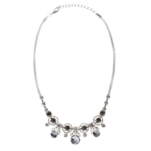 Glamorous Jewelry Set Crystal Rhinestone Elegant Setting Necklace J526 Gray - Accessoriesforever