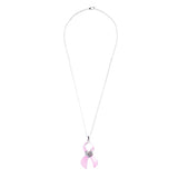 Pink Ribbon Jewelry Crystal Rhinestone Inspiring Ribbon Charm Necklace JN257Pink