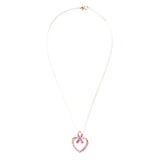 Pink Ribbon Jewelry Crystal Rhinestone Charming Heart Necklace Set JN259 Pink