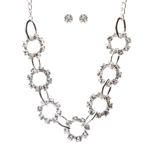 Bridal Wedding Jewelry Crystal Rhinestone Charming Open Holes Necklace JN254 SV