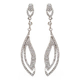 Bridal Wedding Jewelry Crystal Rhinestone Elegant Engrossed Earrings E725 Silver