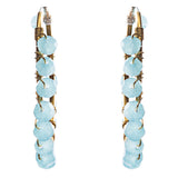 Crystal Wired Handmade Beautiful Fashion Dangle Hoop Earrings Gold Blue