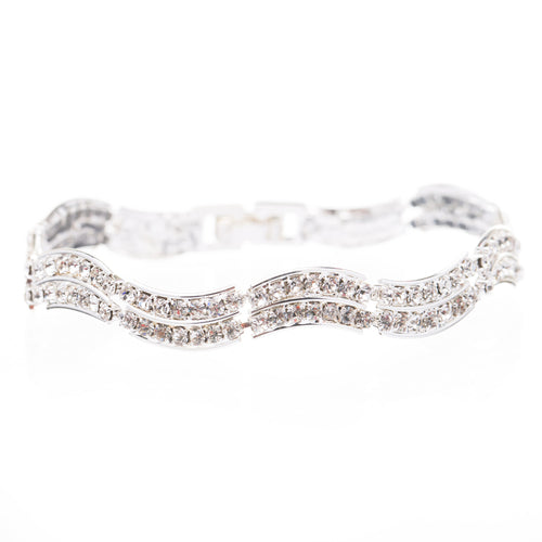Bridal Wedding Jewelry Crystal Rhinestone Simple Classic Light Swirl Bracelet SV