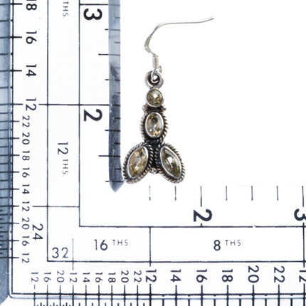 925 Sterling Silver Gemstones Natural Citrine Dangle Earrings FJSE2175