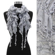 Floral Lace Elastic Ruffle Light Fashion Scarf Gray